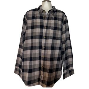 REAL WORK WEAR Plaid Flannel Shirt Comfort Fit Long Sleeve‎ Button Up Medium